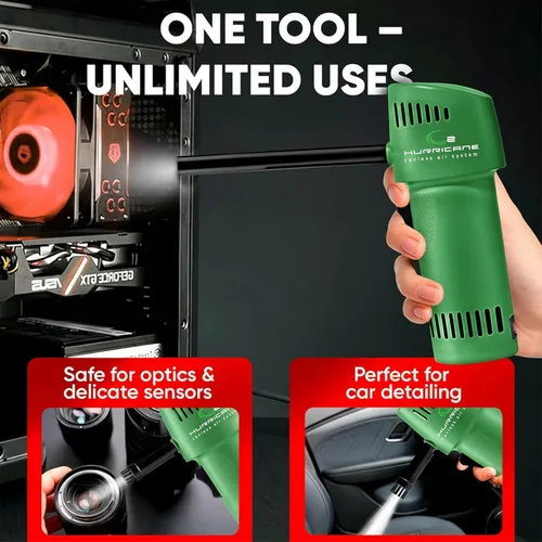 Miniatura 5 de Canless Air System O2 Hurricane Industrial, plumero de aire recargable resistente, limpiador inalámbrico de más de 220 MPH, alternativa profesional