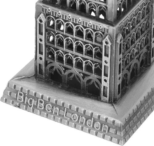 Miniatura 3 de HOMSFOU Big Ben Modelo Arquitectura Escultura Aleación Modelo de Edificio Ornamento para Decoración del Hogar Mesa Pantalla 7.08 Pulgadas Londres