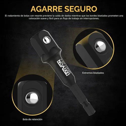 Miniatura 5 de LEXIVON Juego de adaptadores de enchufe de grado de impacto, broca de extensión de 3 pulgadas con soporte, 3 unidades de 1/4, 3/8 y 1/2 pulgadas