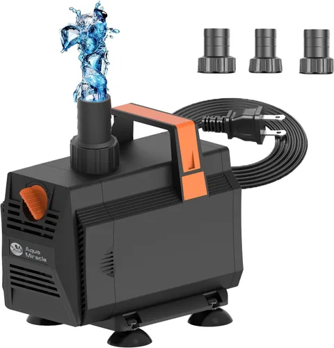 AquaMiracle 1200GPH Bomba de Agua Sumergible Bomba de Estanque(4500L/H, 70W), Bomba de Fuente de Agua Bomba de Agua de Acuario con Control de Flujo
