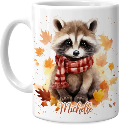 Miniatura 32 de Hyturtle Taza de café personalizada de lobo de otoño, regalos de cumpleaños para los amantes del lobo, regalos de decoración de otoño para casa