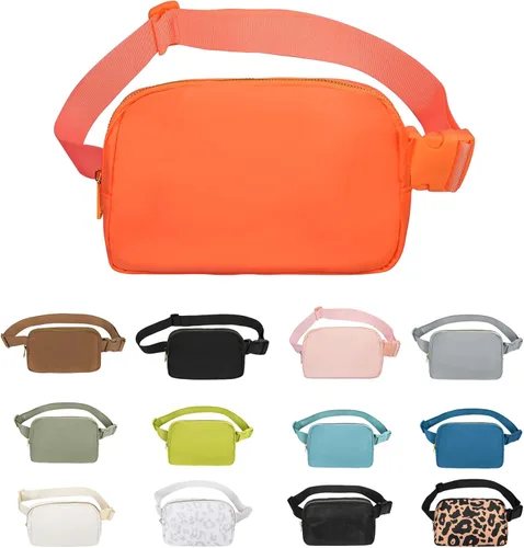 Miniatura 28 de VOROLO Riñonera para mujeres y hombres, bolsa cruzada, bolsa de cinturón con correa ajustable, Rosa, 5,6 pulg.