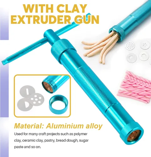 Miniatura 4 de Swpeet 36 pistolas extrusoras de arcilla azul, pasta de azúcar para fondant, pistola de escultura de pastel de arcilla, herramienta de punteado