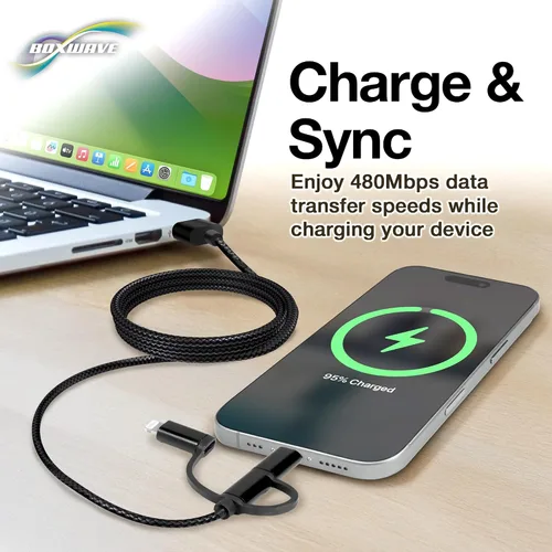 Miniatura 4 de BoxWave Cable compatible con Spotify Car Thing, cable AllCharge 3 en 1 para Spotify Car Thing, color negro azabache