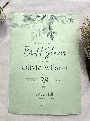 Miniatura 2 de Wanderings Papel en Blanco Hecho a Mano con Borde Barnizado Verde - 4x6 - Juego de 50 - Papel para Acuarela/Medios Mixtos - Invitaciones Save The