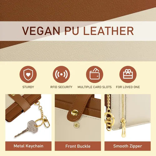 Miniatura 6 de Jogjam Cartera pequeña para mujer, Rfid delgada y compacta para tarjetas de crédito, billetera plegable de piel sintética, bolsillo con cremallera