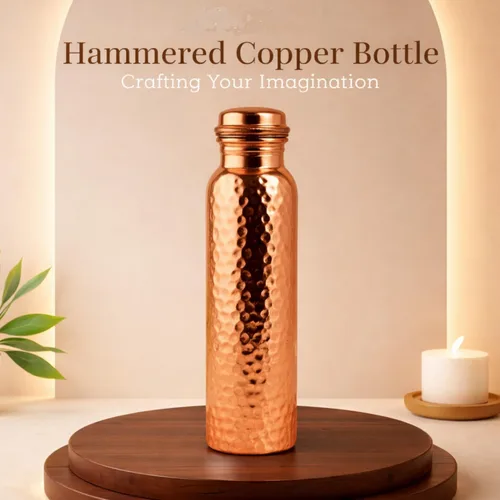 Miniatura 6 de Botella de agua ayurvédica de cobre de 34 onzas, hecha a mano, 100% cobre puro, botella martillada para beber a prueba de fugas y recipiente de agua