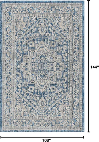 Miniatura 127 de Eyely BMS101D-28 - Alfombra de pasillo con textura de medallón de Santa Mónica Slesi, para interiores y exteriores, estilo costero, bohemio, Gris