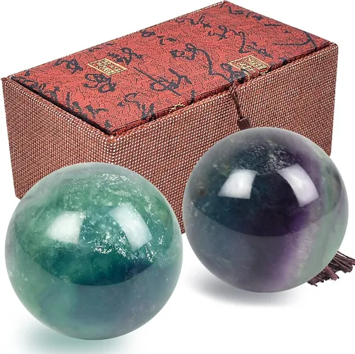 Miniatura 7 de Fengshuibringluck Bolas de salud chinas Baoding de cristal natural de 1.6 pulgadas para terapia de manos, ejercicio y alivio del estrés