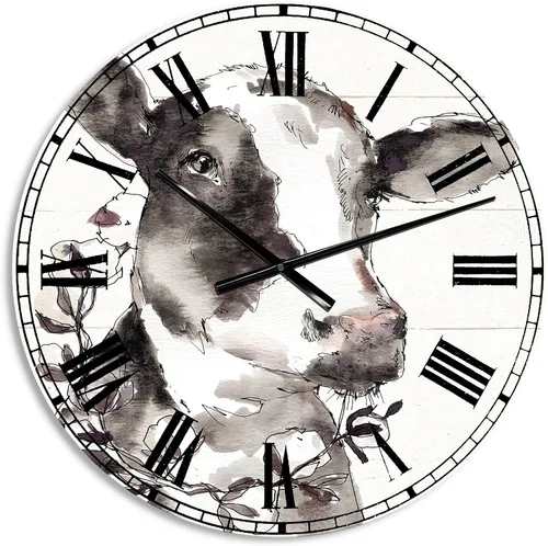DesignQ Reloj de pared con diseño de vaca y vida campestre para el hogar, dormitorio, baño, oficina, sala de estar