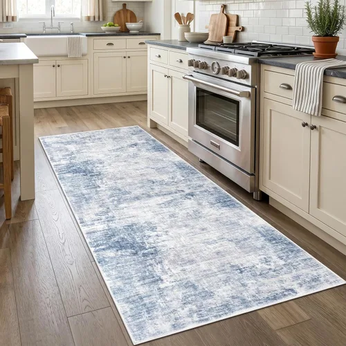 Miniatura 194 de IOHOUZE Alfombra abstracta lavable de 3 x 12 pies para pasillos, antideslizante para cocina, camino de entrada de lana sintética para interiores