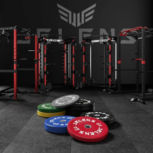 Miniatura 7 de Juego de Placas de Peso para Barra Olímpica JELENS, Juego de Pesos de Goma de 2 Pulgadas Negro/Colorido para Entrenamiento de Fuerza y Levantamiento