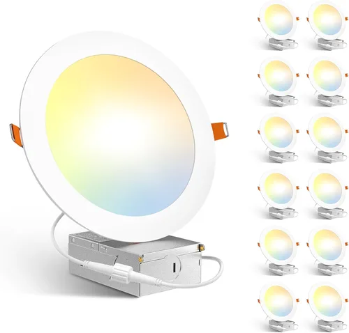 Miniatura 8 de Amico Paquete de 12 luces LED empotrables ultrafinas de 3 pulgadas 5CCT con caja de conexiones, 2700K/3000K/3500K/4000K/5000K seleccionable, 7W Eqv