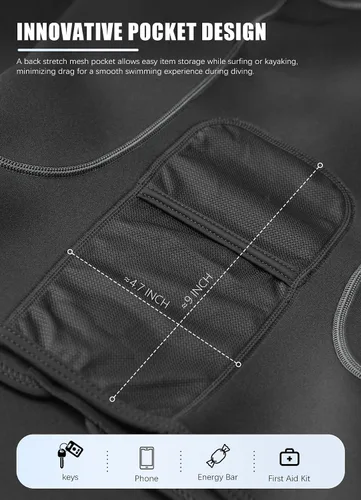 Miniatura 6 de Hevto - Traje de neopreno para hombre, 3/2 mm, chaqueta para surf, natación, cremallera frontal, para deportes acuáticos