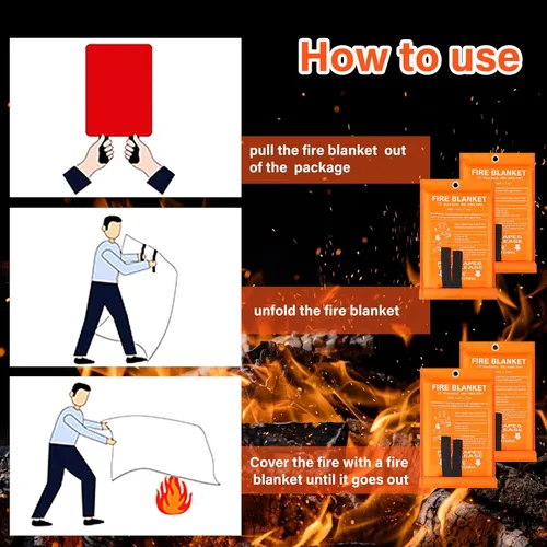 Miniatura 4 de Macarrie Paquete de 10 mantas de emergencia contra incendios de 39 x 39 pulgadas para el hogar, cocina, manta de supresión de seguridad de fibra