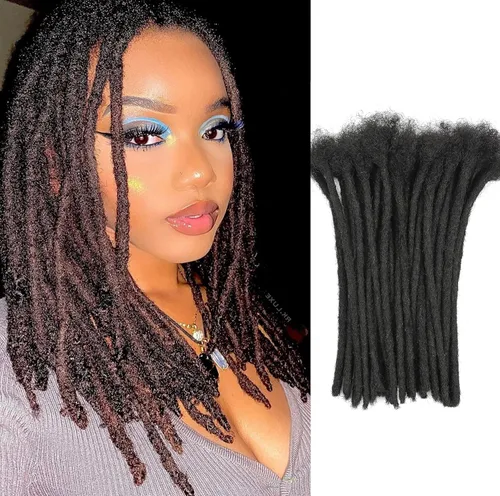 Miniatura 8 de Extensiones de rastas de cabello humano 100% real, de 0.1 in, 8 pulgadas, 10 hebras para hombres y mujeres, con cobertura de cabeza completa, hechas