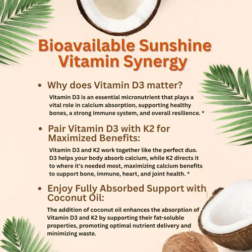 Miniatura 5 de Micro Ingredients Vitamina D3 10,000 UI + K2 MK-7 200 mcg, 300 cápsulas blandas con aceite de coco virgen Complejo vitamínico 2 en 1 de vitaminas