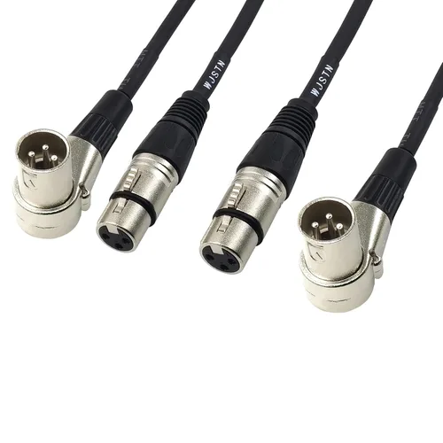 Miniatura 8 de WJSTN Cable XLR macho en ángulo recto XLR macho a hembra recto de 1 pie, adaptador de audio de micrófono XLR para cámara, mezclador, interfaz