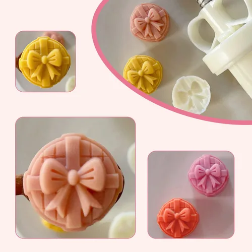 Miniatura 5 de Moldes para pastel de luna rosa de 0.71 oz con 1 sello, juego de moldes para pastel de luna para festival de mediados de otoño, juego de moldes