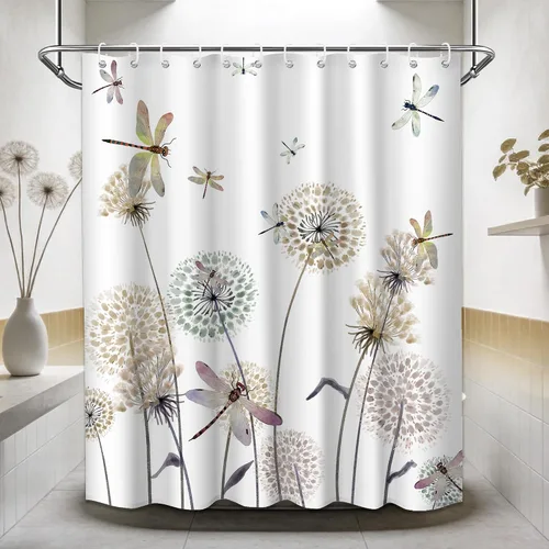 Miniatura 87 de Cortina de ducha floral para primavera y verano, flores silvestres, flores y mariposas, decoración de baño, tela impermeable con ganchos, 70