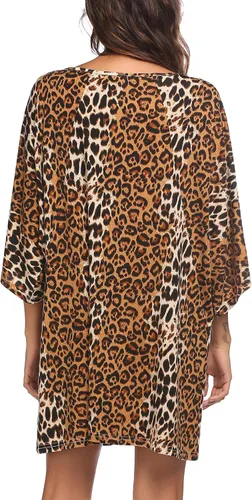 Miniatura 5 de Ekouaer Camisón de dormir con cuello en V profundo para mujer, camisón de murciélago de gran tamaño, tallas S-4XL