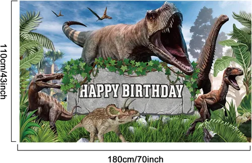 Miniatura 2 de Bandera de fondo de mundo de dinosaurios - Decoraciones para fiesta de cumpleaños de niños y niños