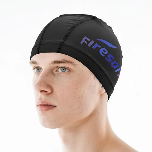 Miniatura 13 de Gorro de natación de tela Firesara, gorro de baño de alta elasticidad mantiene el cabello limpio y transpirable, se ajusta tanto al cabello largo