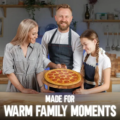 Miniatura 6 de KitchenStar Pela de pizza de madera de acacia de 14 pulgadas – Tabla grande de madera para cortar y servir con mango – Acabado de aceite natural