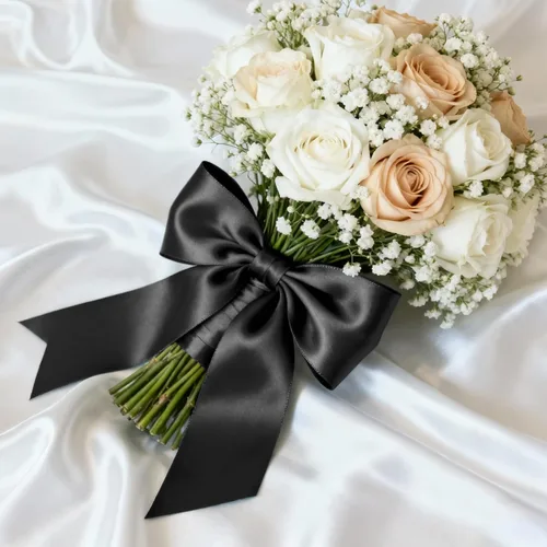 Miniatura 3 de Cinta de satén de 1-1/2 pulgadas x 25 yardas, cinta de seda negra ideal para envolver regalos, ramos florales, manualidades, decoraciones de fiesta