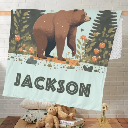 Miniatura 7 de Mantas de bebé personalizadas para niños, manta de felpa suave de doble capa con respaldo de puntos, manta personalizada de oso minky, manta de bebé