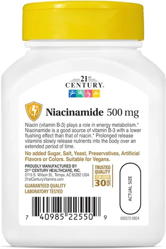 Miniatura 11 de 21st Century Tabletas de liberación prolongada de 500 mg de niacinamida, 110