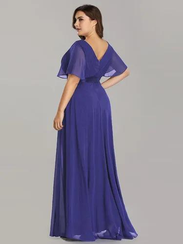 Miniatura 173 de Ever-Pretty Vestido formal para mujer, Navidad, Año Nuevo, cuello en V, gasa, talla grande, largo hasta el suelo, vestido de dama de honor