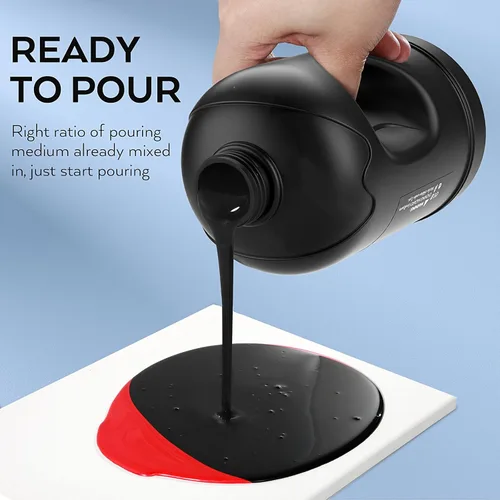 Miniatura 3 de Nicpro Pintura acrílica para verter color negro jet, suministros de pintura para verter premezclados de 69 onzas con aceite para verter de silicona