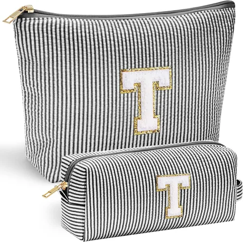 Miniatura 37 de YOOLIFE Regalos del Día de la Madre para mujeres, bolsa de maquillaje con inicial, bolsa de cosméticos, bolsa de maquillaje de viaje, regalos Rosado