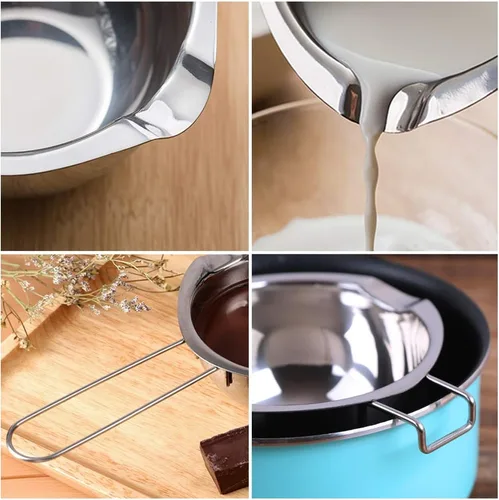 Miniatura 4 de Olla de acero inoxidable de doble caldera para derretir chocolate, dulces y velas (acero 18/8, capacidad de 2 tazas, 16.2 fl oz)