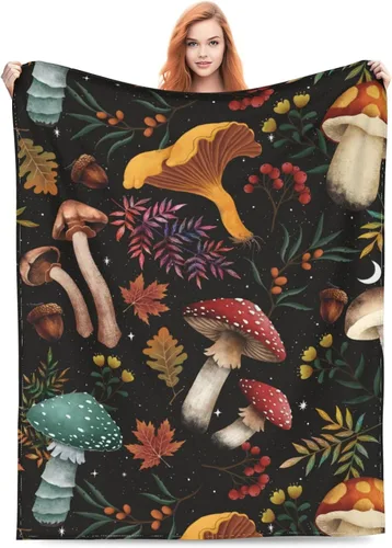 Manta suave y cálida de franela, manta de cama de forro polar, regalo para decoración del hogar, silla, sofá, hongo, 50 x 40 pulgadas