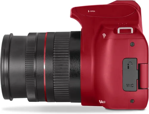 Miniatura 4 de Minolta Cámara digital de enfoque automático de 64 megapíxeles con zoom óptico de 10x, video Ultra HD 4K y disparo macro, paquete con tarjeta de Rojo