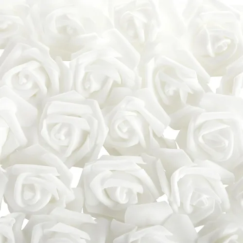 Miniatura 8 de Juvale Rosas artificiales de flores blancas, flores artificiales para decoración de bodas y centros de mesa, paquete de 100, 3 pulgadas de diámetro
