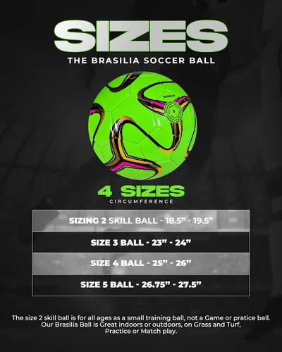 Miniatura 7 de American Challenge Brasilia - Balón de fútbol – Tamaños 5, 4, 3 y 2 – Balón de fútbol de entrenamiento para jóvenes y adultos para práctica