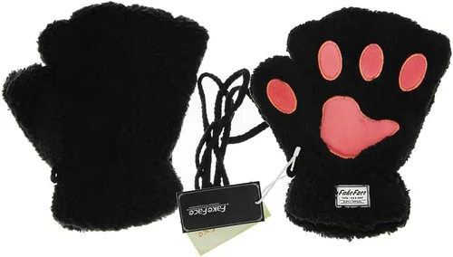 Miniatura 4 de FakeFace Lindos guantes de felpa de piel sintética sin dedos para niñas y mujeres
