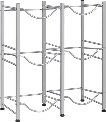 Miniatura 7 de LIANTRAL Soporte para botellas de agua de 5 galones, estante de 3 niveles plateado de doble fila resistente para enfriador de garrafones con 6