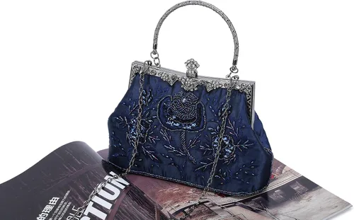 Miniatura 7 de UBORSE Bolso de noche con lentejuelas bordadas para mujer grande para boda fiesta estilo vintage