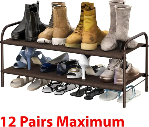 Miniatura 7 de Simple Houseware - Organizador de almacenamiento para zapatero de 2 niveles, color bronce