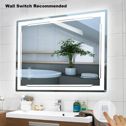 Miniatura 2 de Espejo de baño LED de 24 x 32 pulgadas con luces, altavoz Bluetooth integrado, antivaho regulable, 3 ajustes de luces retroiluminados + iluminación