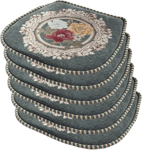 Miniatura 22 de EORNOW Juego de cojines para silla de comedor con lazos, juego de 1/2/4, almohadillas antideslizantes para silla de comedor con funda extraíble