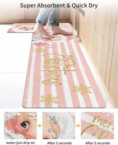 Miniatura 4 de Tapete de baño de Feliz Navidad, tapete antideslizante de secado rápido y absorbente, tierra de diatomeas, fregadero de ducha para dormitorio