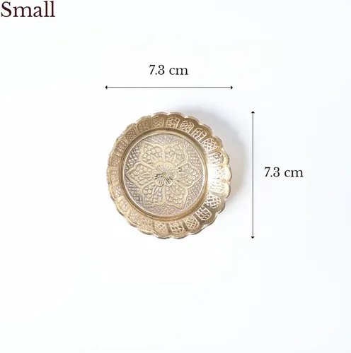 Miniatura 3 de Shubhkart Juego de platos Nakshi de latón macizo de alta calidad (3 tamaños: L/M/S) – Platos decorativos de Puja hechos a mano para Aarti, templo