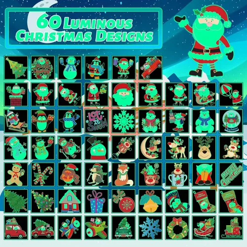 Miniatura 5 de winthrop 120 tatuajes temporales luminosos de Navidad para niños, que brillan en la oscuridad envueltos individualmente, tatuajes de seguridad