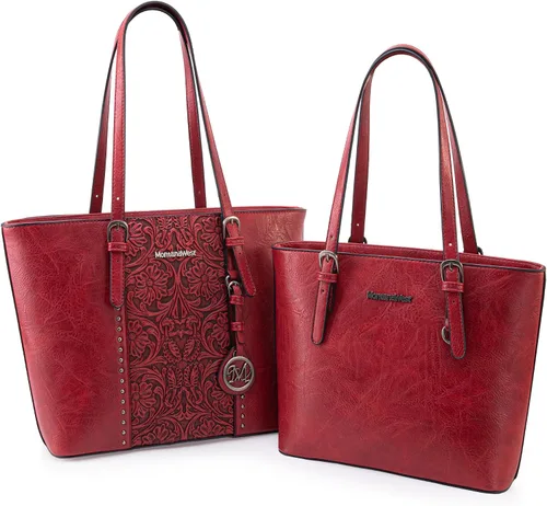 Montana West Bolsa de mano para mujer, juego de bolso grande y bolsos de mano, colección en relieve, juego de 2 piezas