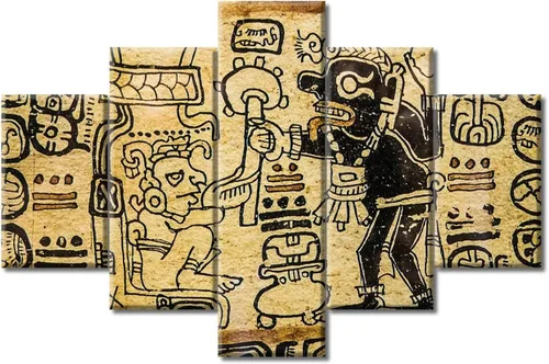 Miniatura 24 de Arte de pared con varios paneles, calendario maya, imágenes de piedra del sol, pinturas de civilización azteca sobre lienzo, sala de estar